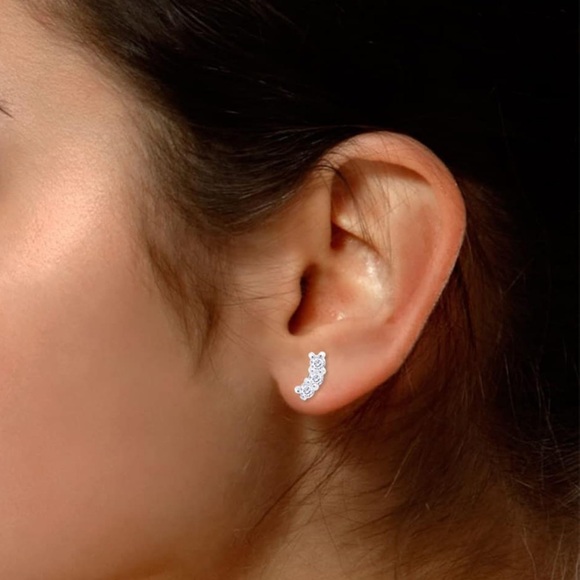 14k Triple Diamond Earrings - Picture 4 of 10